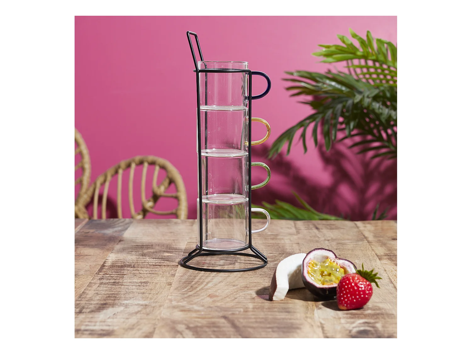 Tasse Expresso Verre X4 Avec Support Transparent, Multicolore