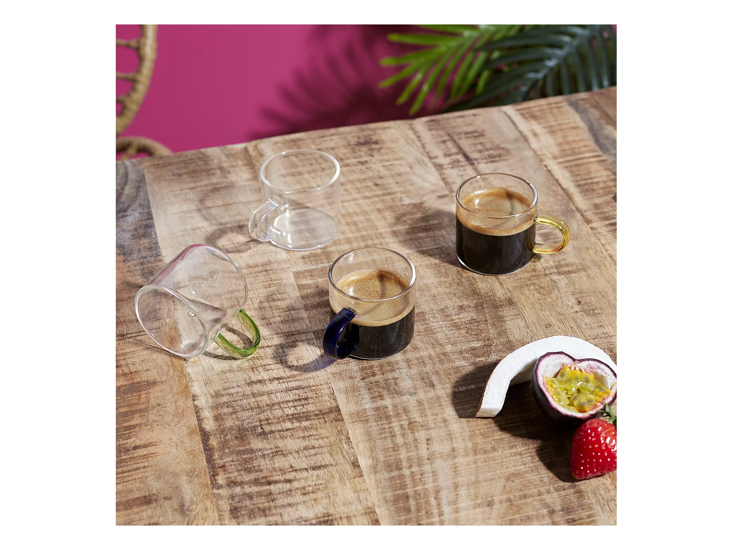 Tasse Expresso Verre X4 Avec Support Transparent, Multicolore