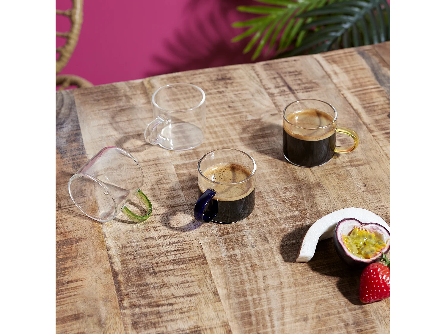 Tasse Expresso Verre X4 Avec Support Transparent, Multicolore