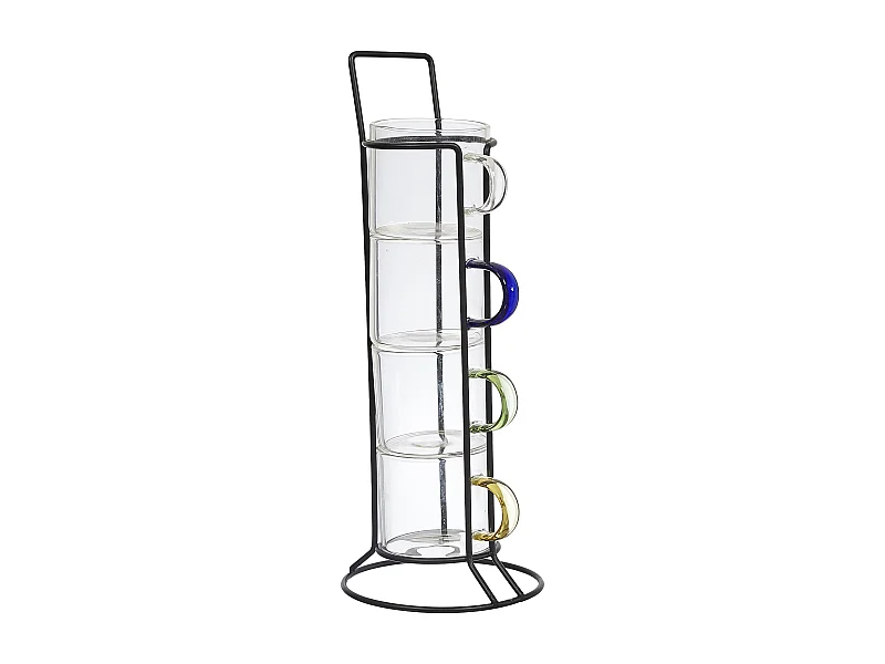 Tasse Expresso Verre X4 Avec Support Transparent, Multicolore