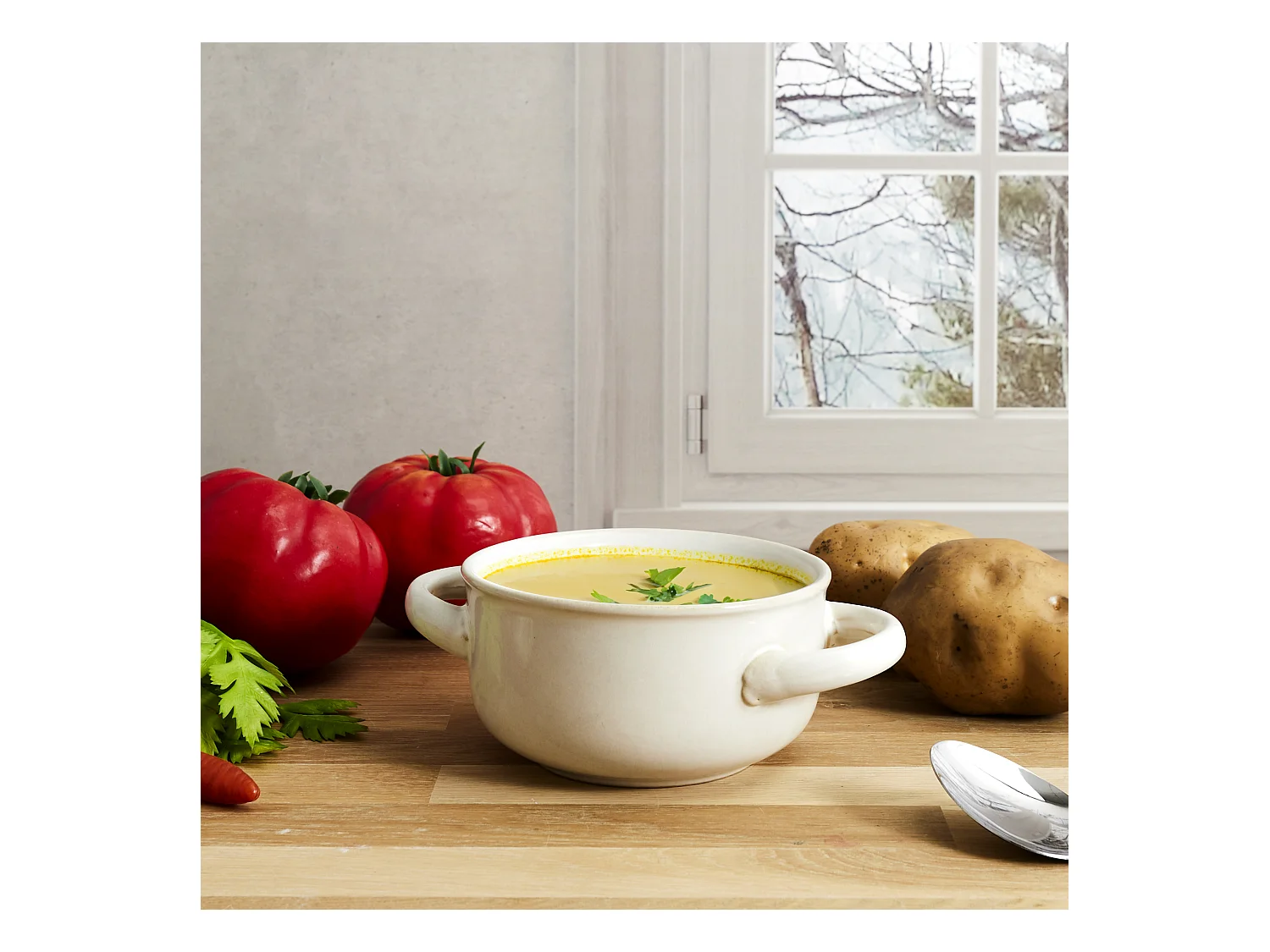 Bol A Soupe Gres Du Temps Gris