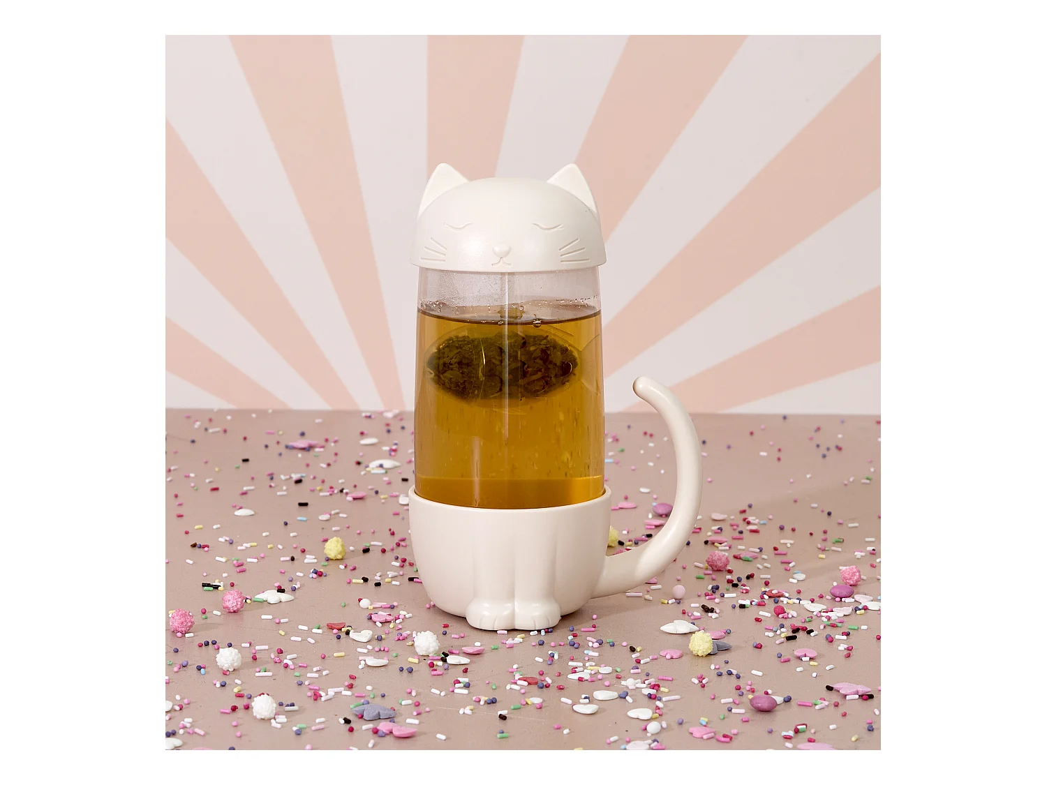Mug Infuseur Poisson Chat 30cl Blanc, Transparent