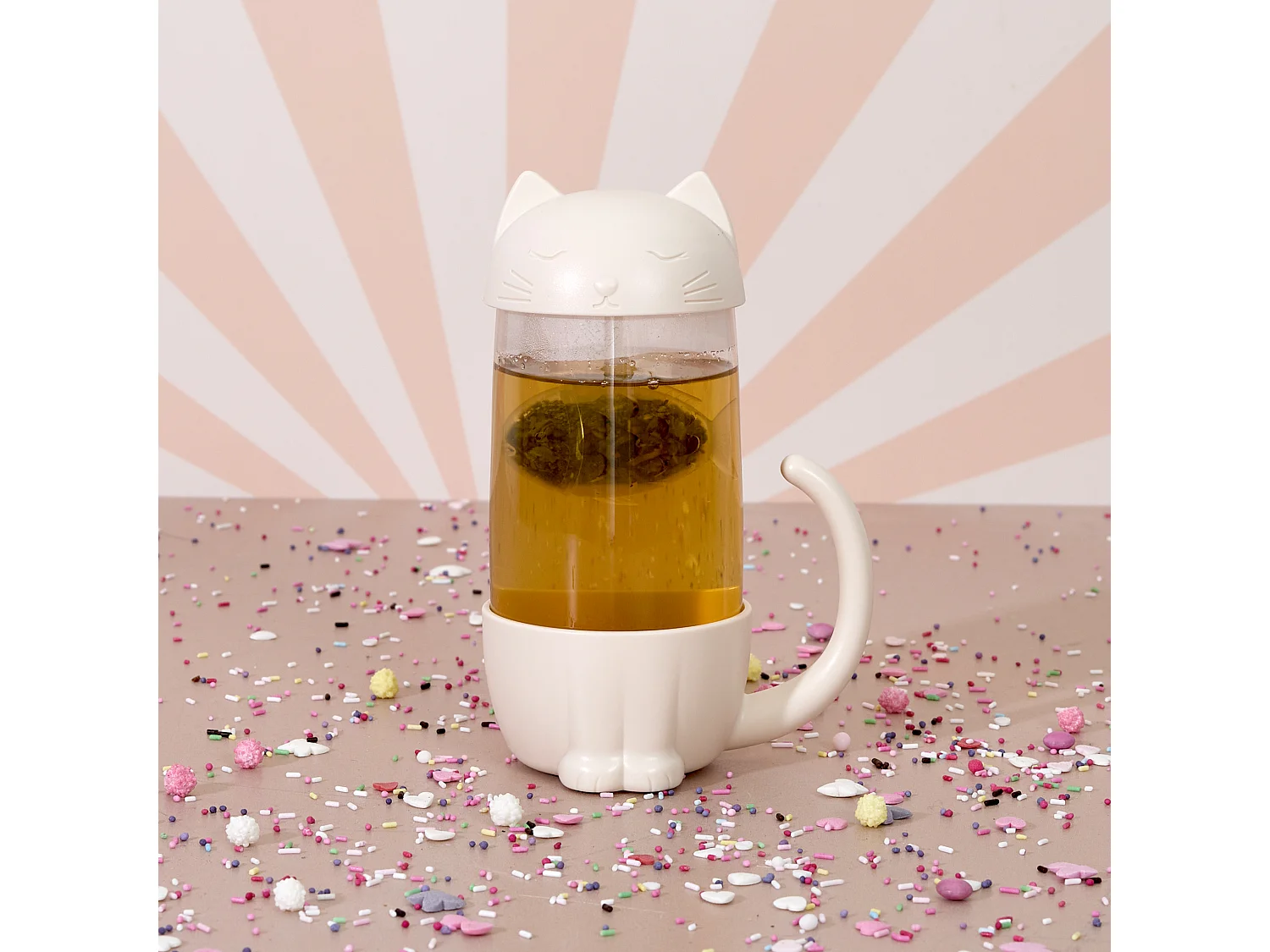 Mug Infuseur Poisson Chat 30cl Blanc, Transparent