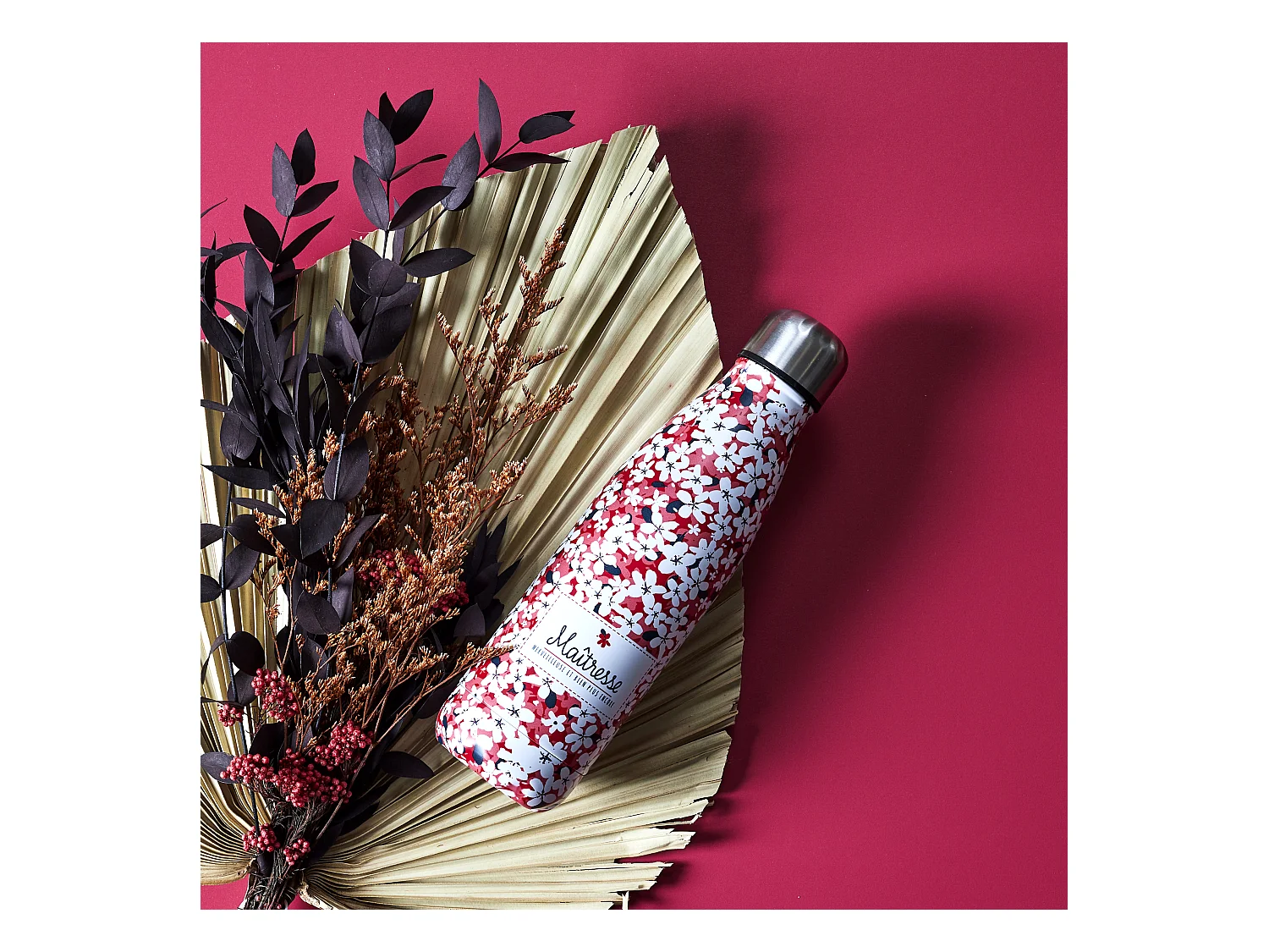 Bouteille Isotherme 50 Cl Fleur Maitresse2 Rose