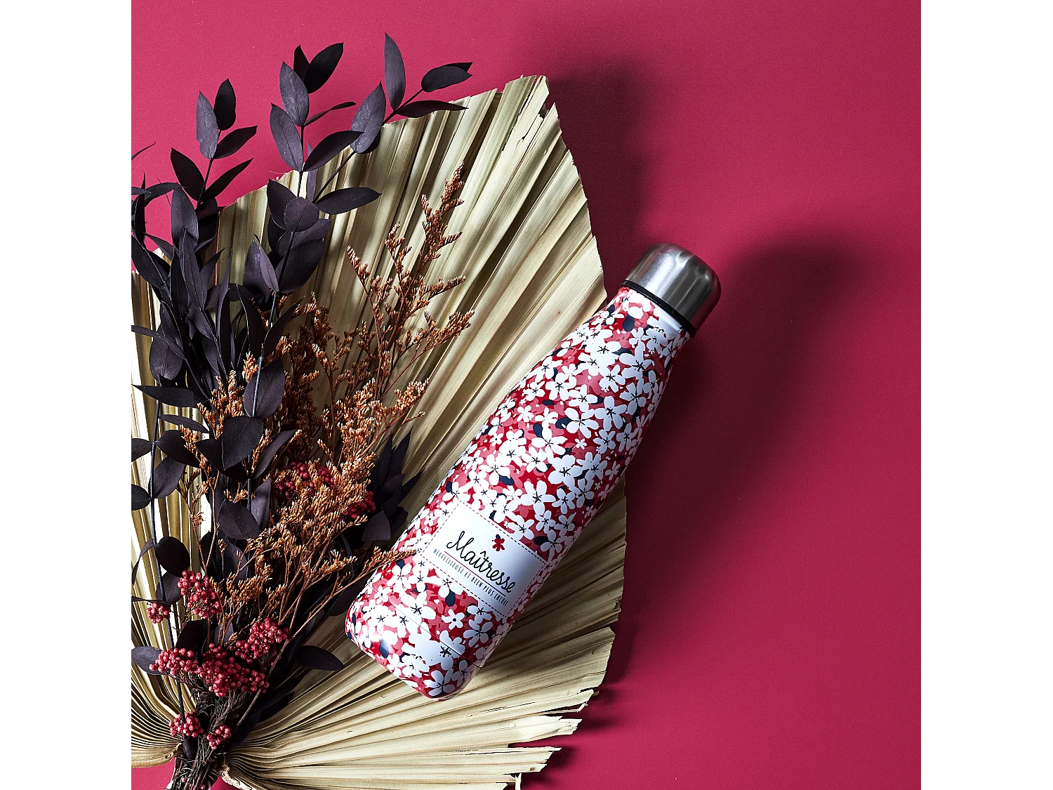 Bouteille Isotherme 50 Cl Fleur Maitresse2 Rose