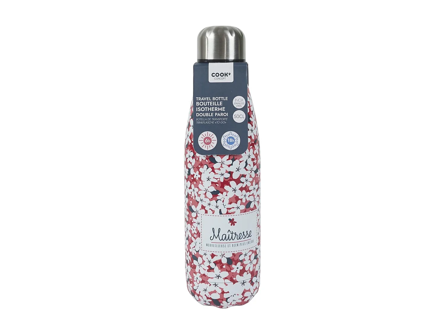 Bouteille Isotherme 50 Cl Fleur Maitresse2 Rose