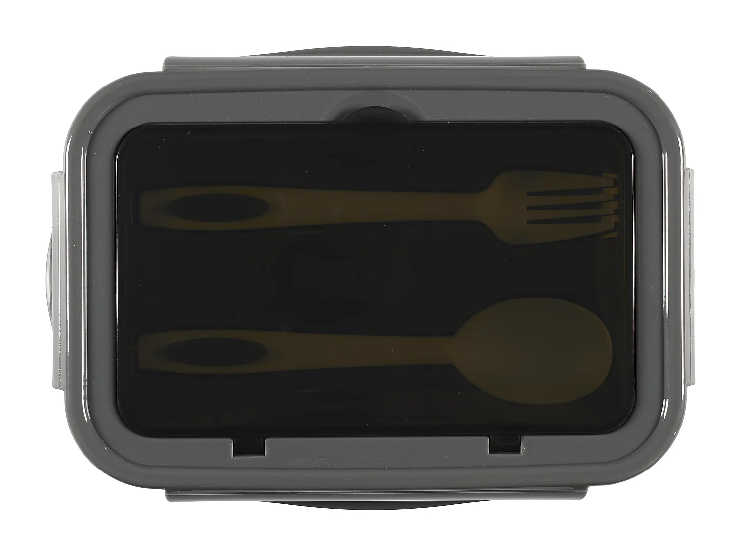 Lunch Box Unicolore Avec Couverts Gris