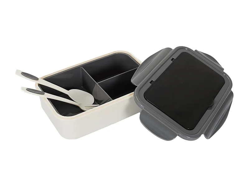Lunch Box Unicolore Avec Couverts Gris