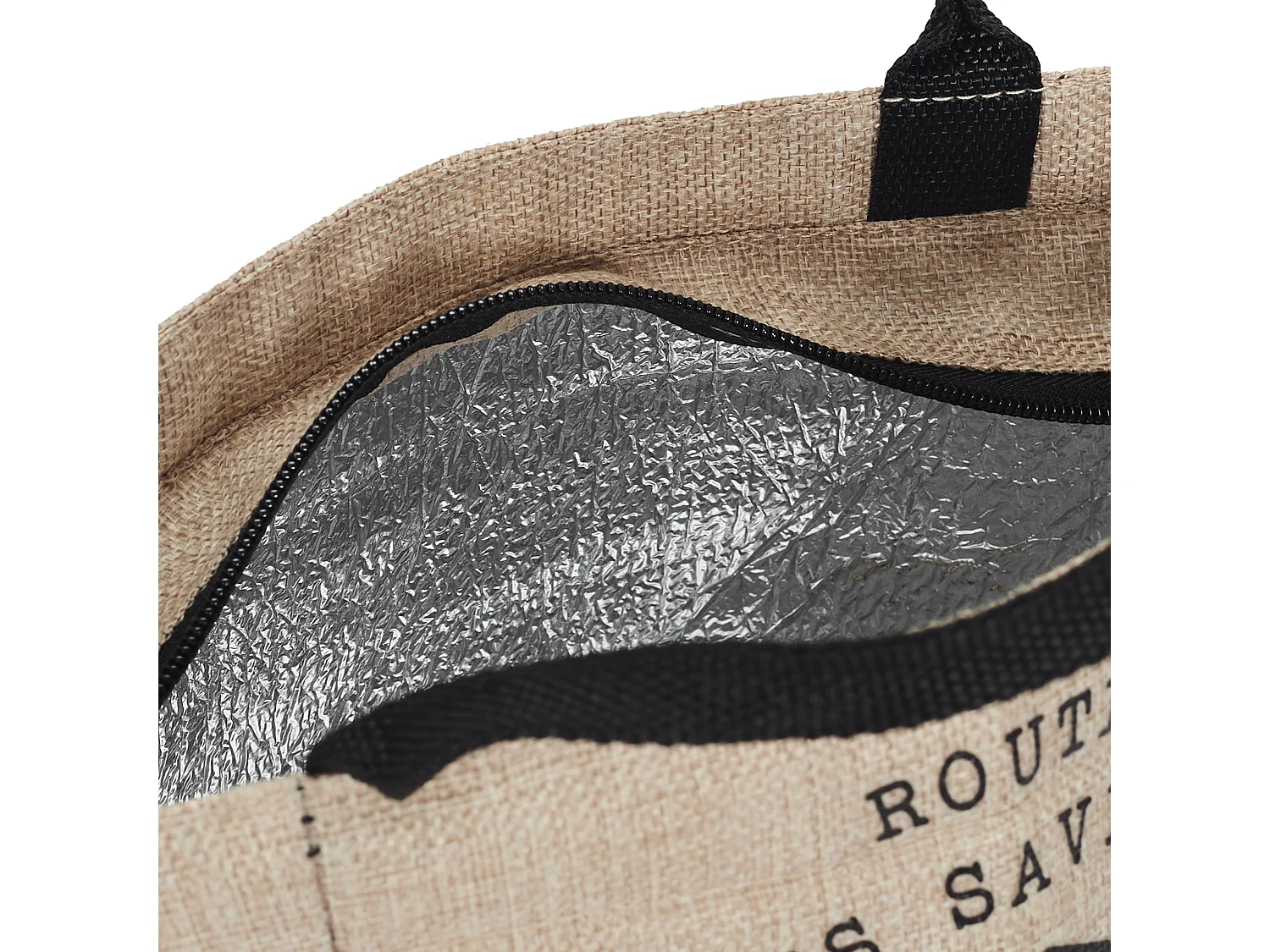 Lunch Bag Fraicheur Effet Jute 35x18x26 Beige, Noir
