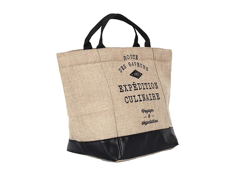 Lunch Bag Fraicheur Effet Jute 35x18x26 Beige, Noir