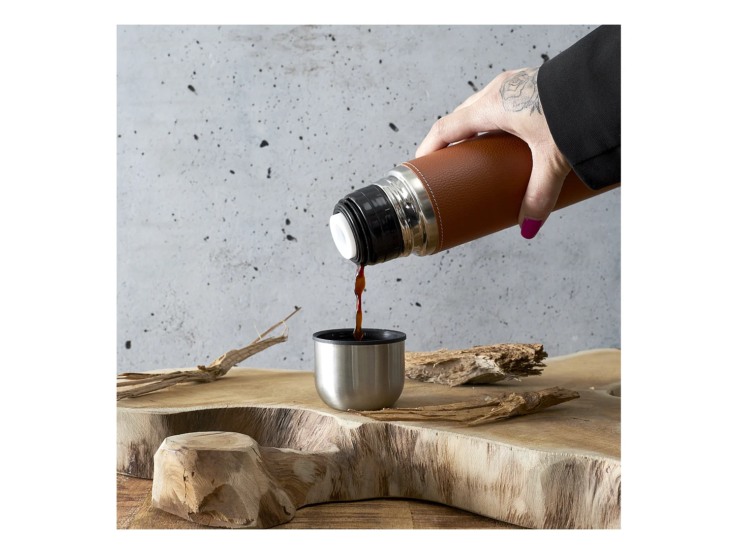 Bouteille De Transport Iso Faux Cuir 500ml Marron