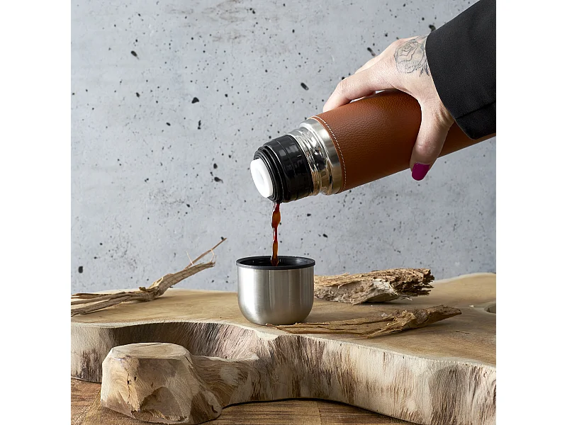 Bouteille De Transport Iso Faux Cuir 500ml Marron