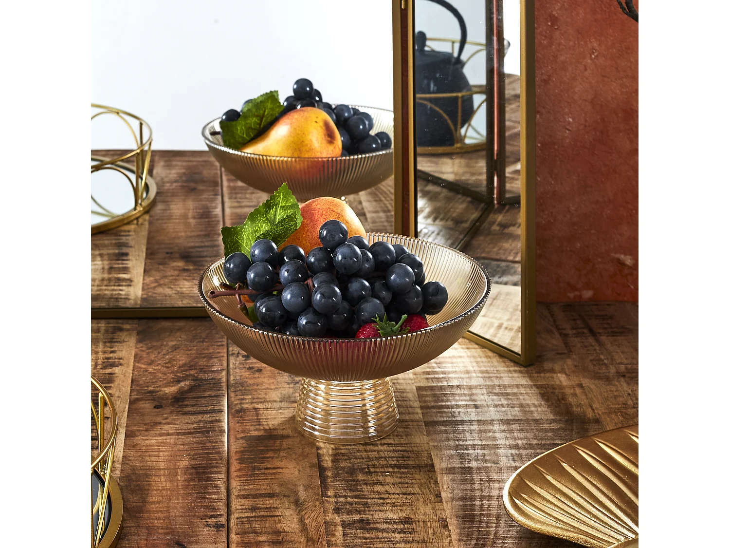 Corbeille A Fruit Verre Ambre 1.1l Orange