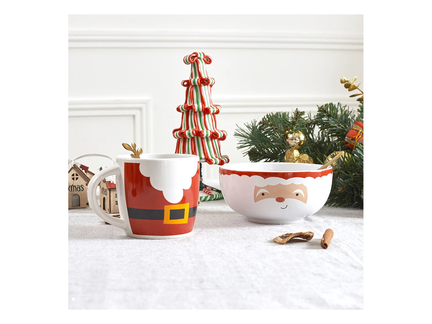 Mug Et Bol Noel M12 Rouge