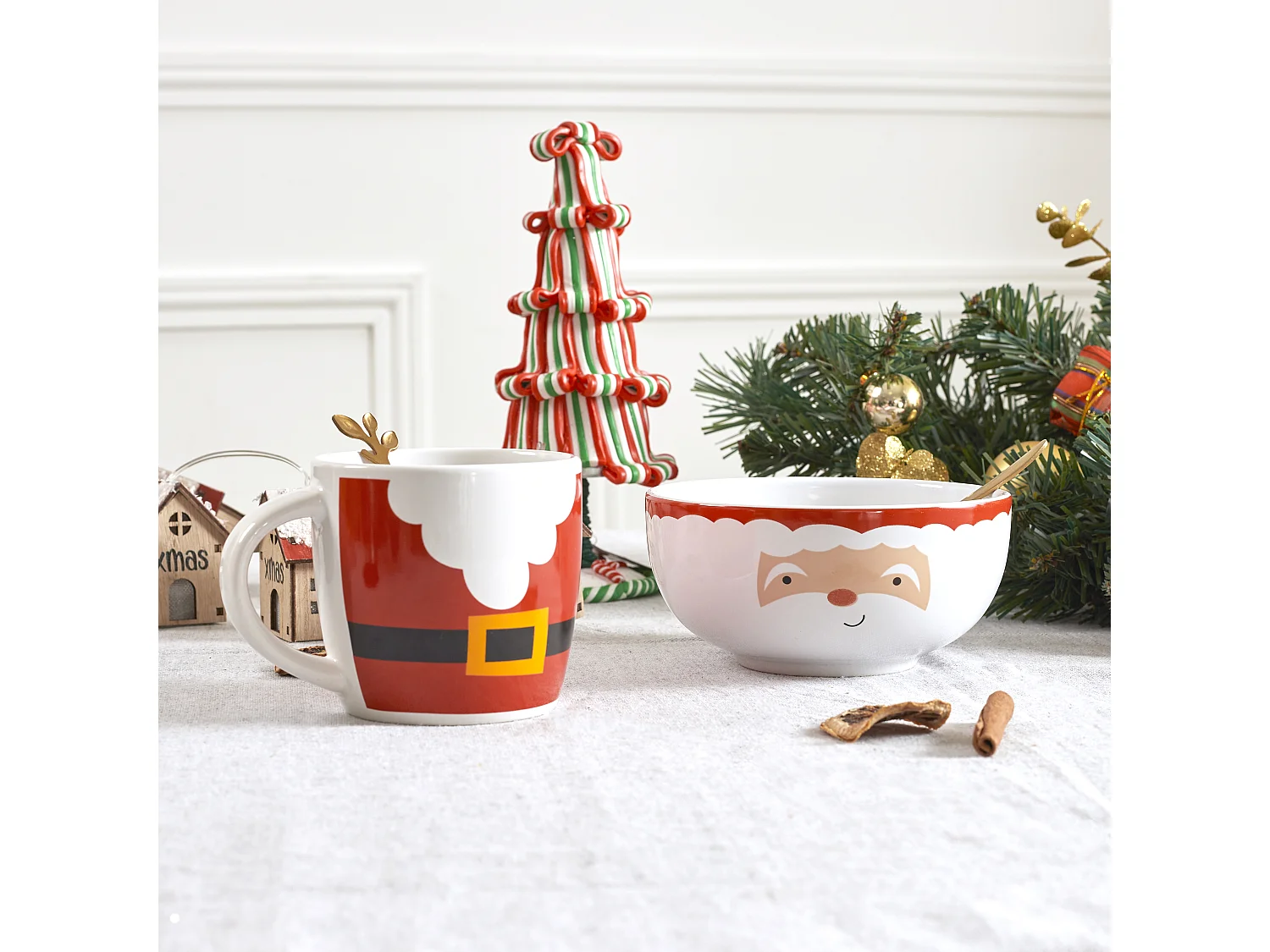 Mug Et Bol Noel M12 Rouge