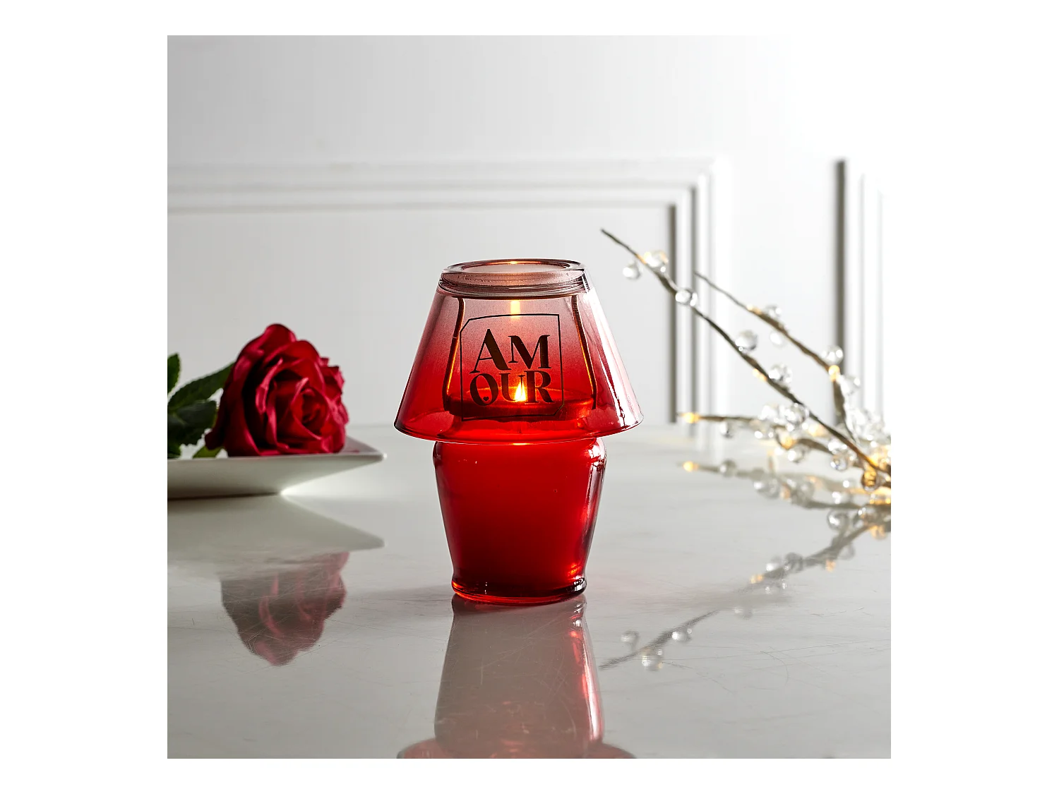 Bougie Parfumee Lampe Amour Rouge