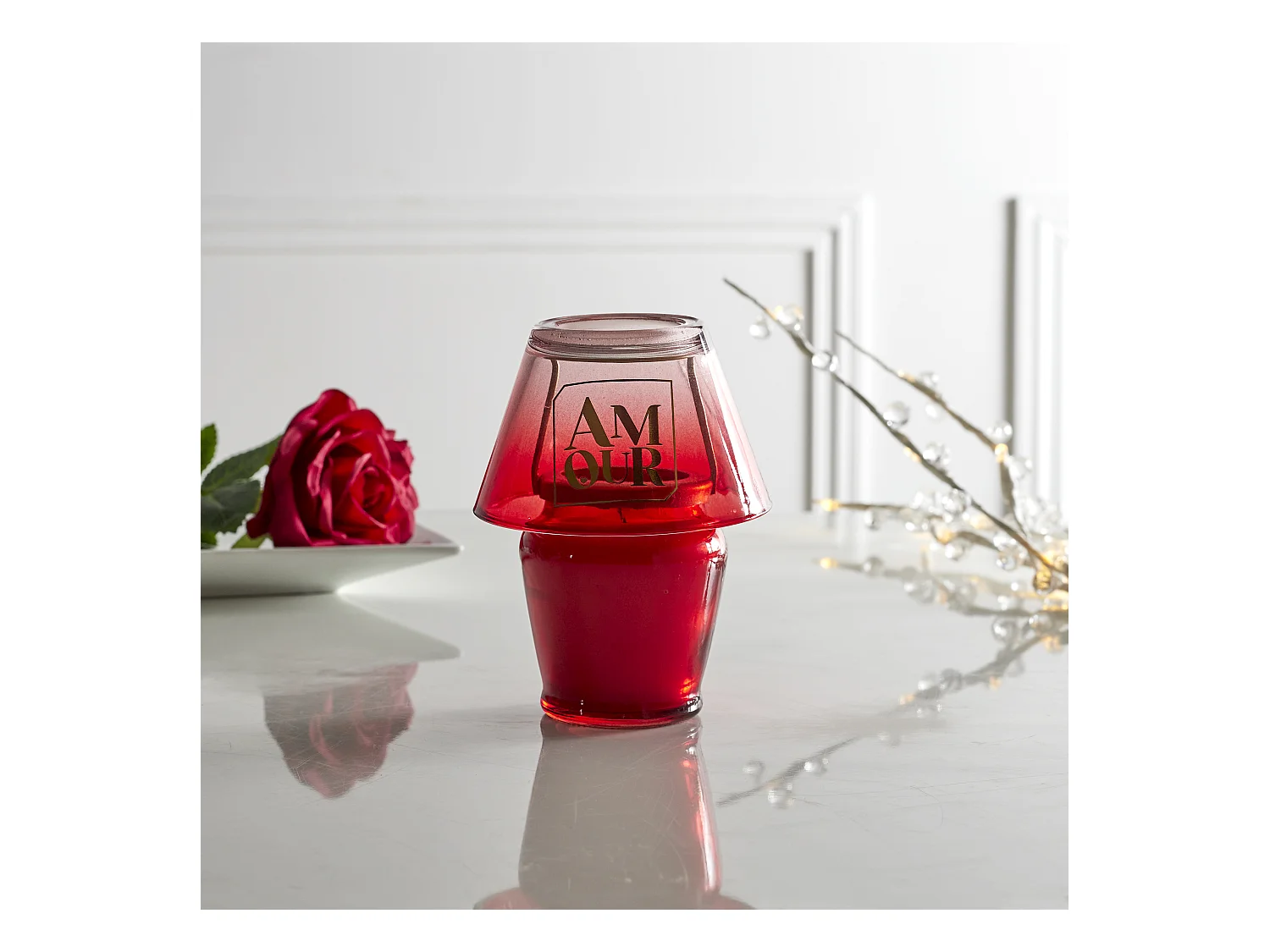 Bougie Parfumee Lampe Amour Rouge