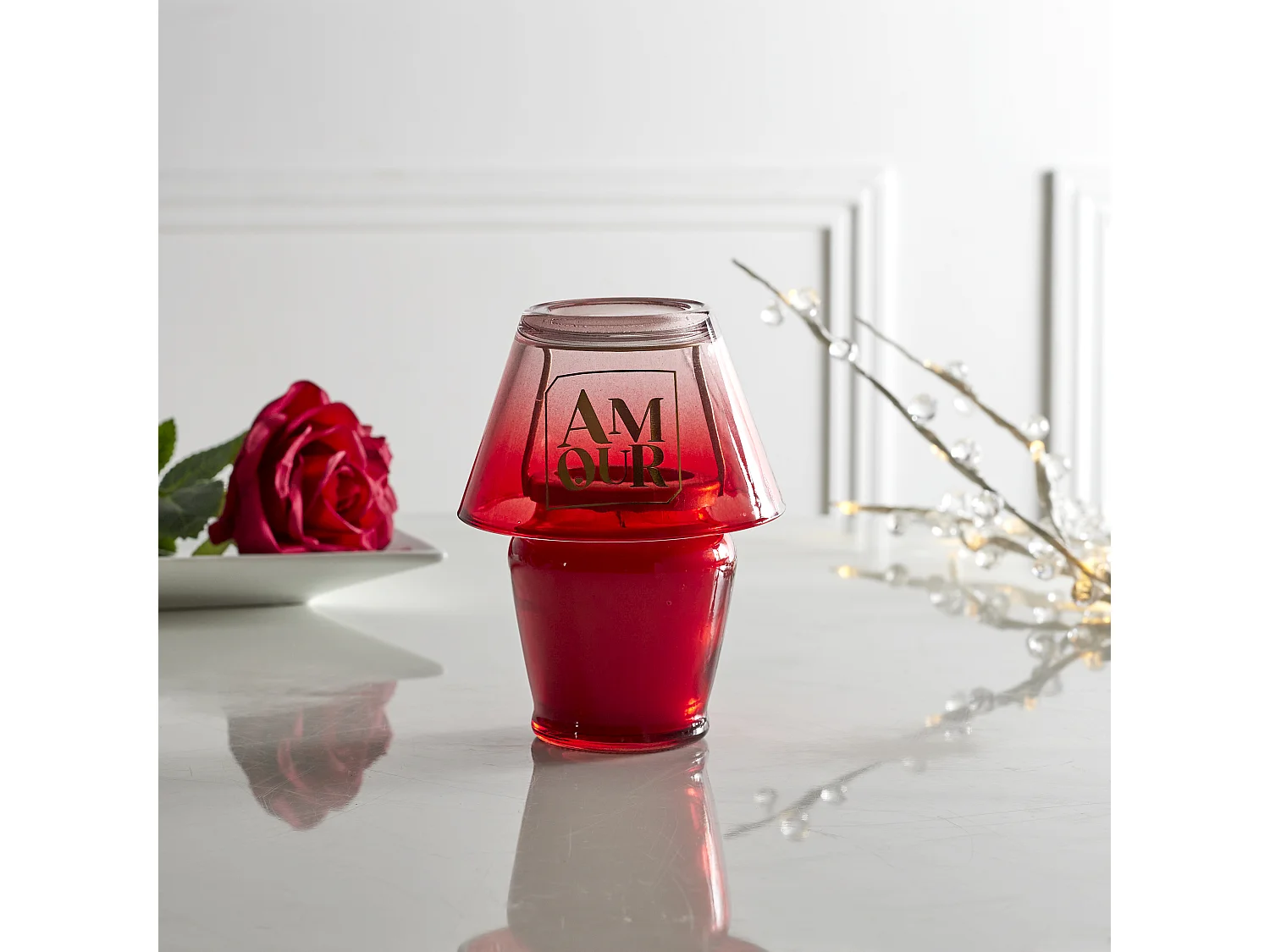 Bougie Parfumee Lampe Amour Rouge