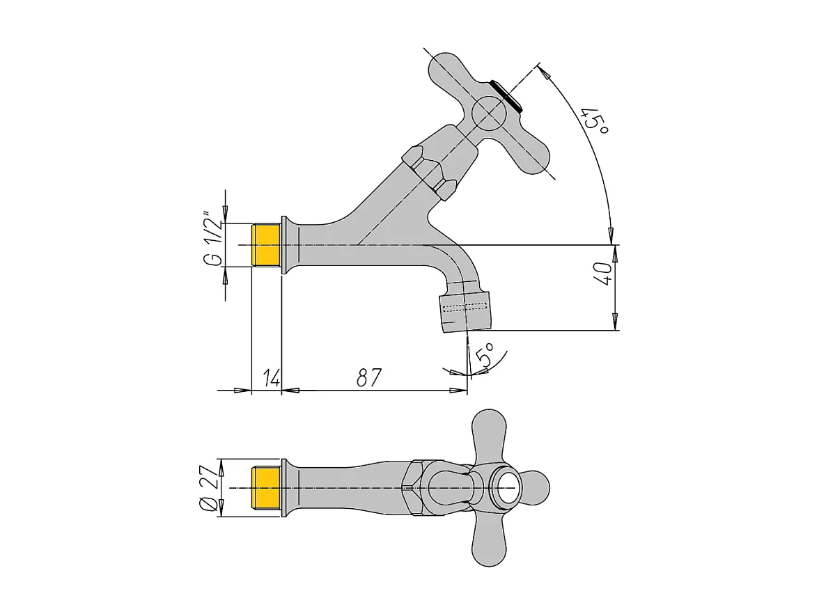 Robinet mural eau froide PAINI Tiffany Chromé