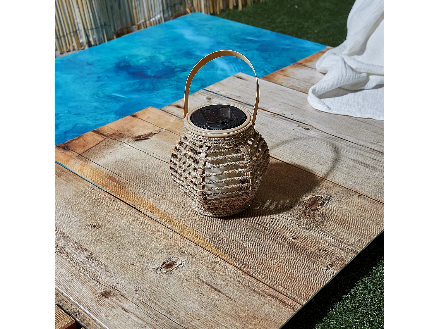 Lanterne Solaire Effet Bougie H15cm Beige