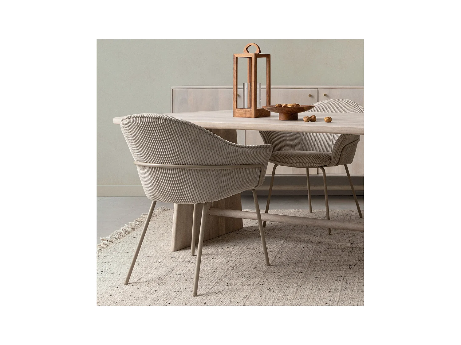 Chaises de salle à manger à accoudoirs en velours gris (lot de 2) - LIA