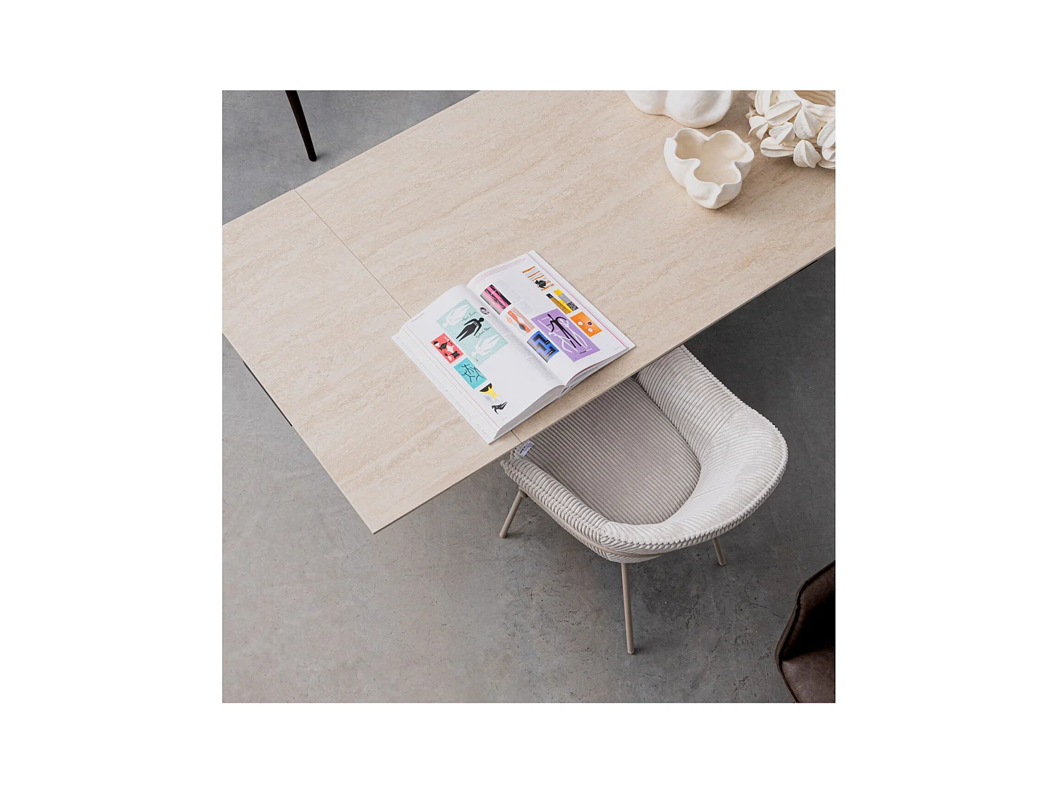 Chaises de salle à manger à accoudoirs en velours gris (lot de 2) - LIA