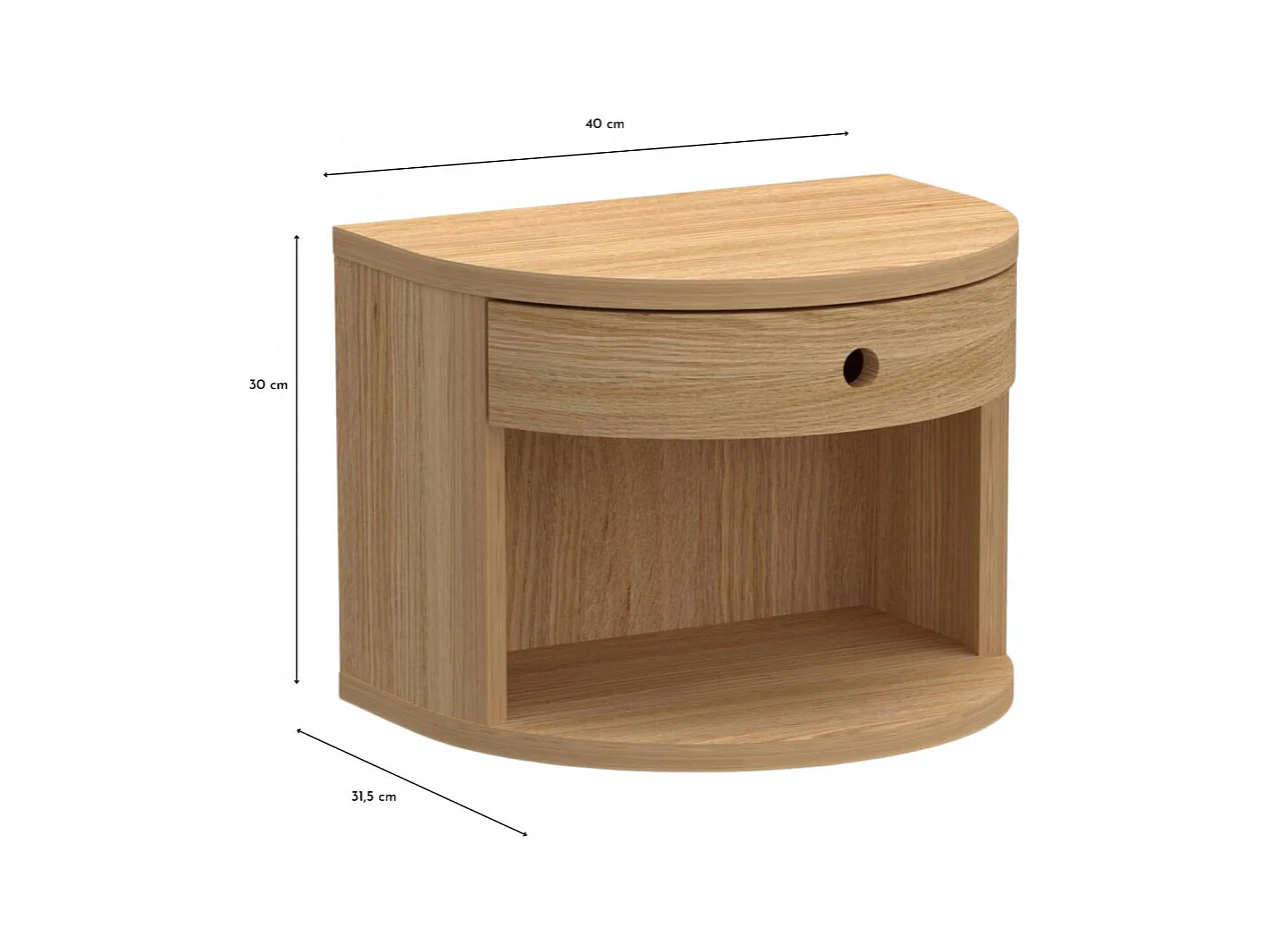 Chevet suspendu demi-cercle 1 tiroir 1 niche - MACON