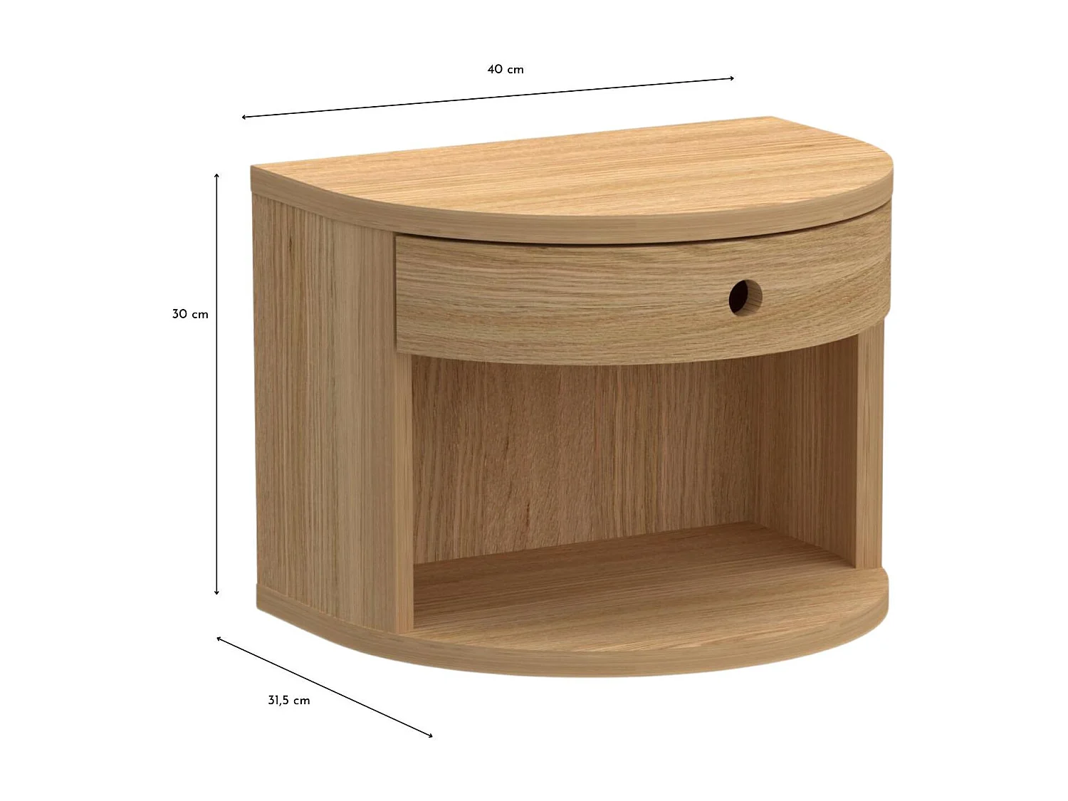 Chevet suspendu demi-cercle 1 tiroir 1 niche - MACON