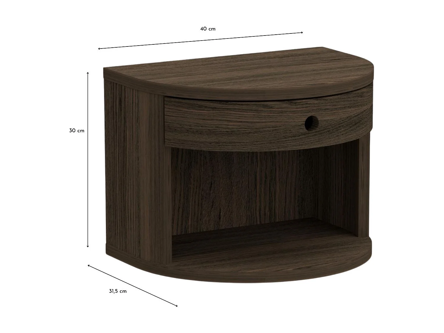 Chevet suspendu demi-cercle 1 tiroir 1 niche - MACON