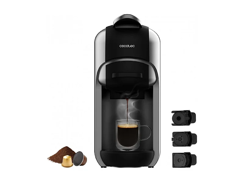 Cecotec machines à café à capsules FreeStyle Compact. Cafetière espresso très compacte 3 en 1. Adaptée pour café moulu, Dolce Gusto et Nespresso.