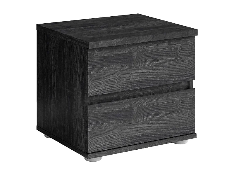 Lote de 2 mesas de cabeceira VELTIS – 2 gavetas – L46 x H43 cm – Cor freixo preto
