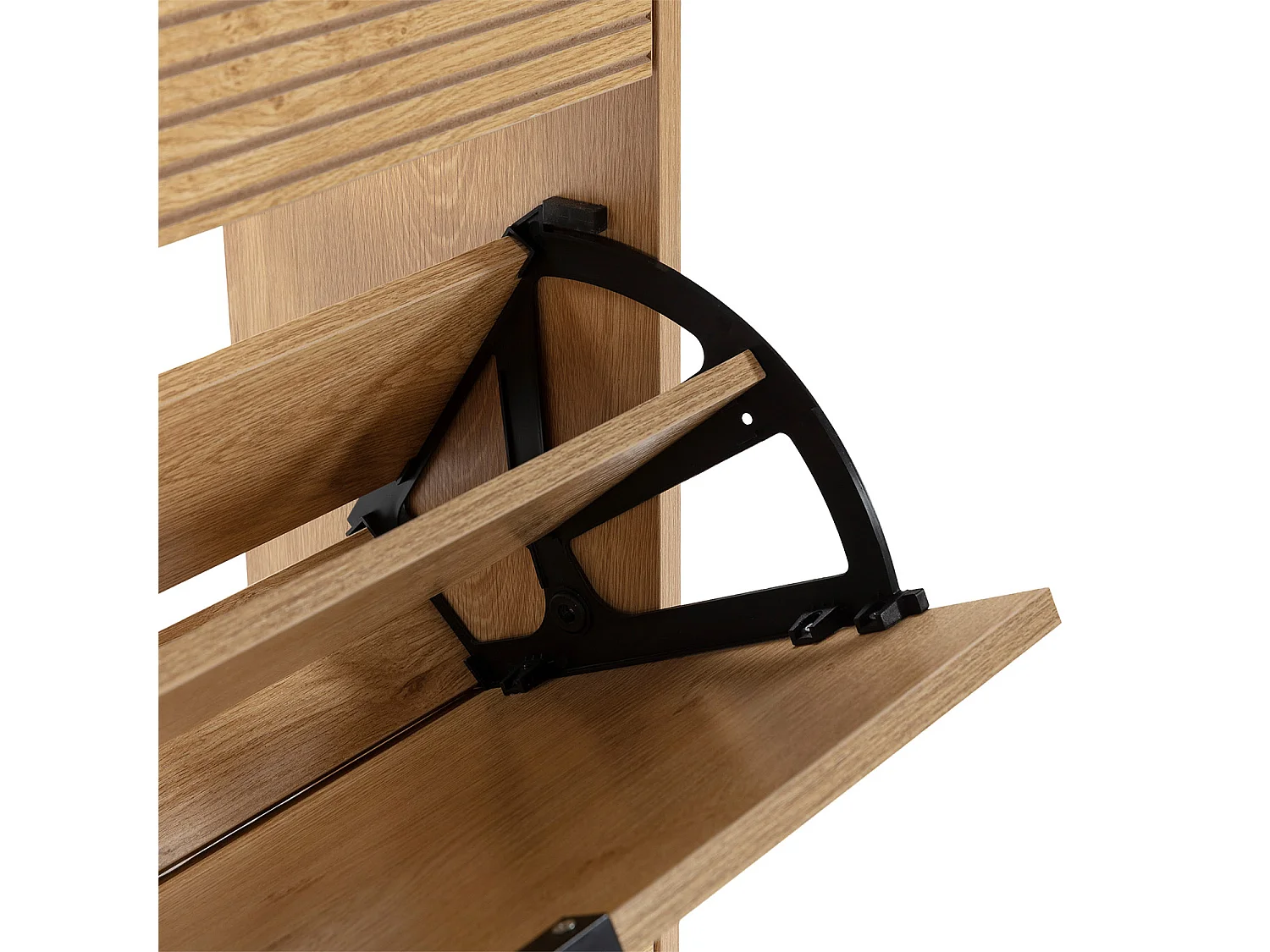 Meuble à chaussures Mónica 4 portes couleur chêne, pour 24 paires