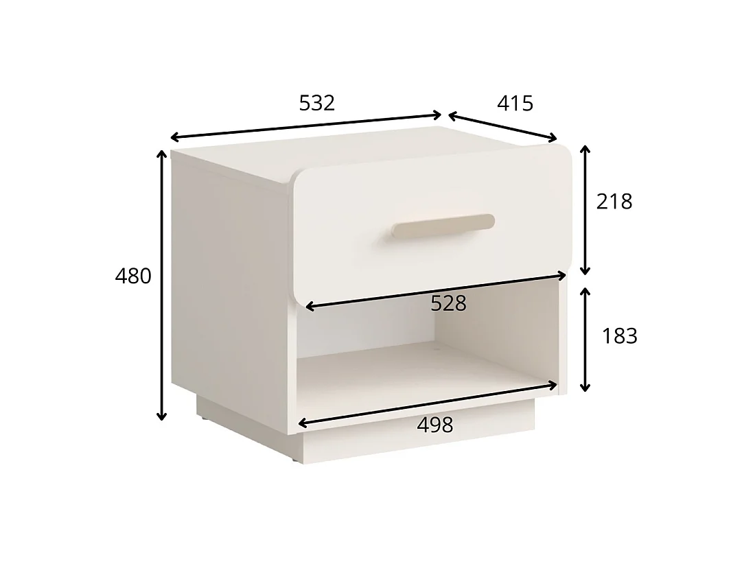 Set di 2 comodini AMALIE – 2 cassetti – Colore beige – Maniglie dorate – Design arrotondato