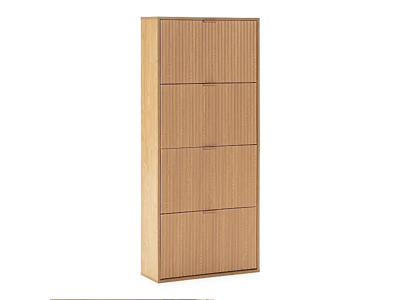 Meuble à chaussures Lluvia 4 portes couleur chêne, pour 24 paires