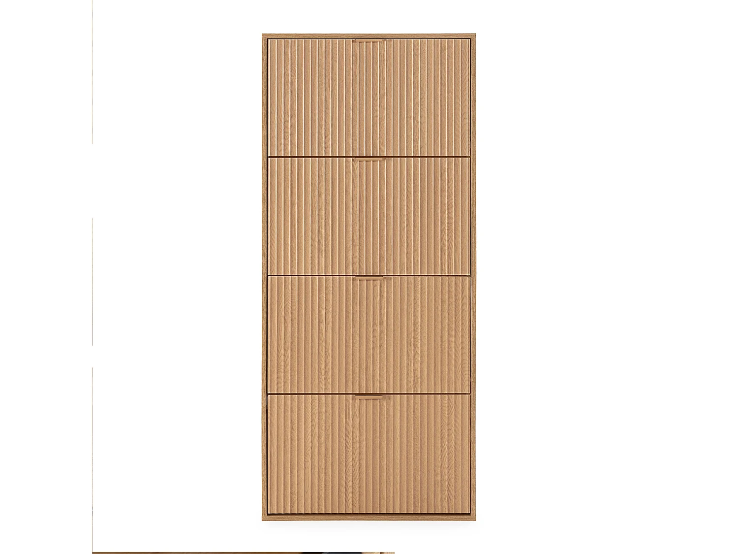 Meuble à chaussures Lluvia 4 portes couleur chêne, pour 24 paires