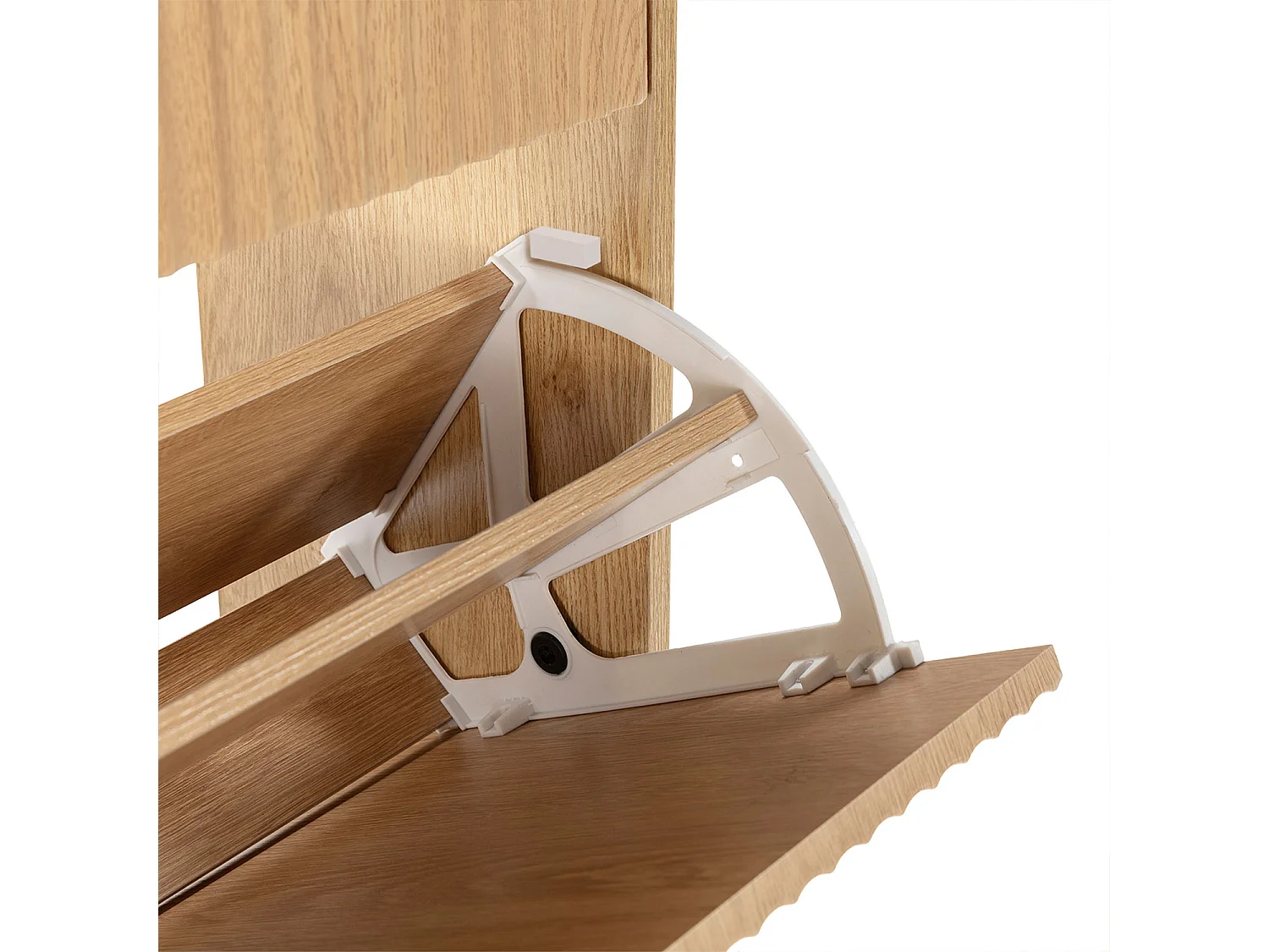 Meuble à chaussures Lluvia 4 portes couleur chêne, pour 24 paires