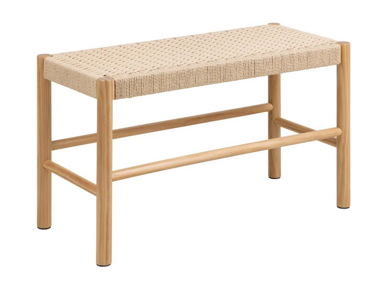 Bout de lit en bois et assise tressée L80 - THEO