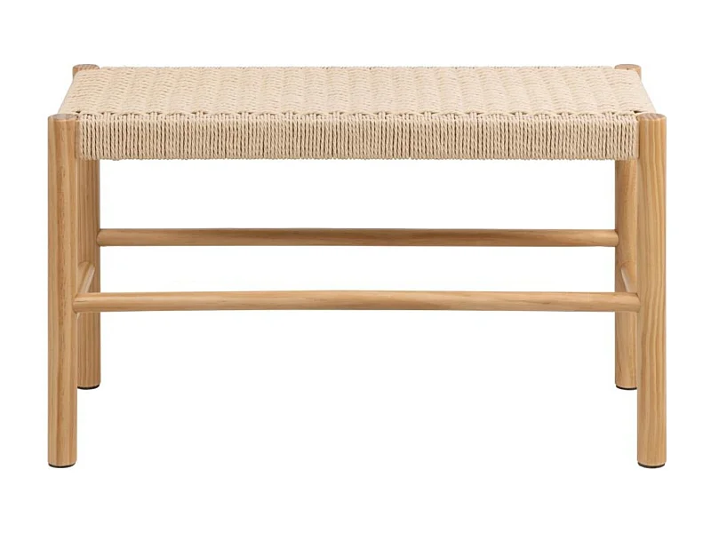 Bout de lit en bois et assise tressée L80 - THEO