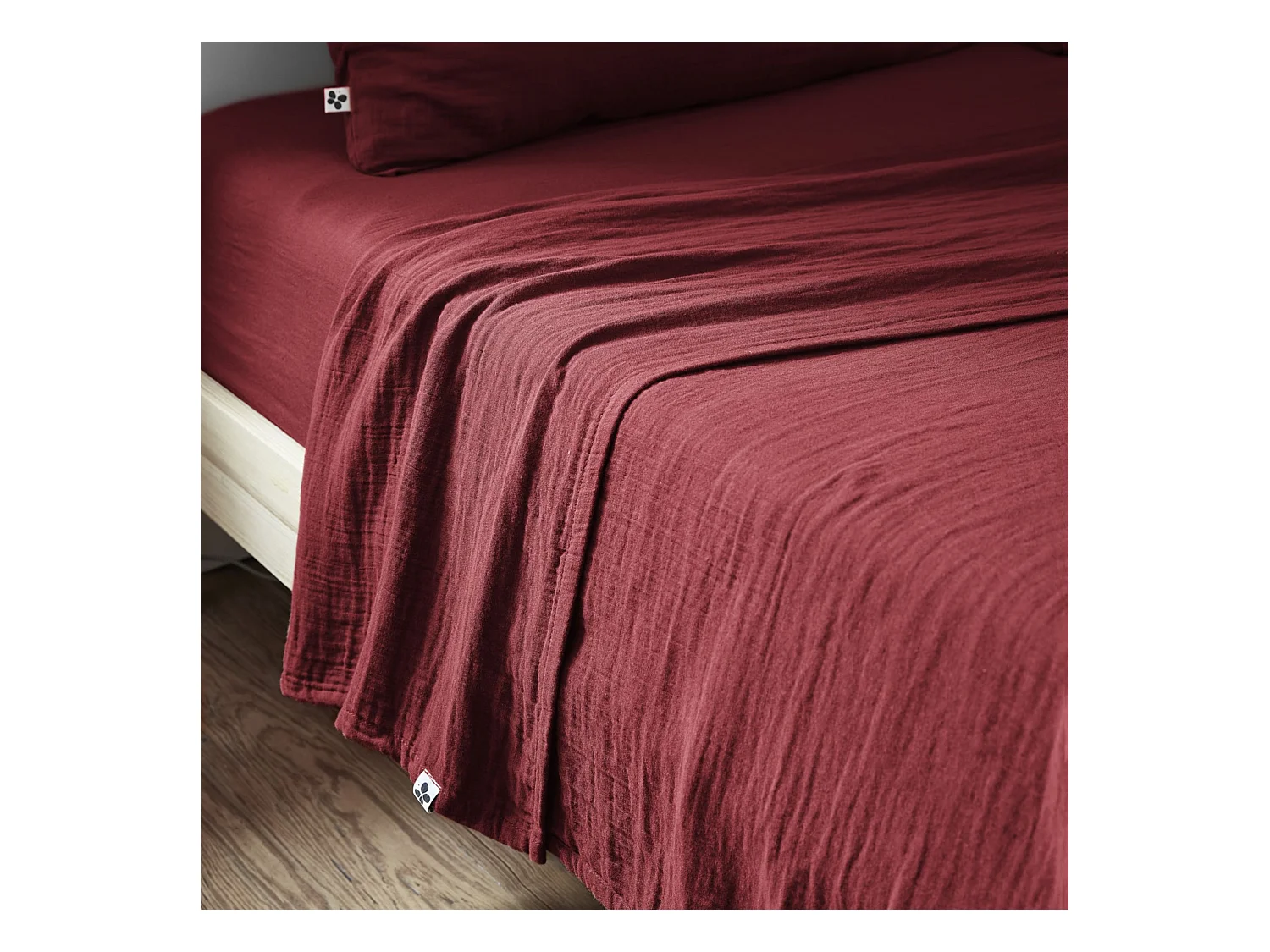 Drap plat 270x300 gaze de coton lie de vin Terre de Nuit