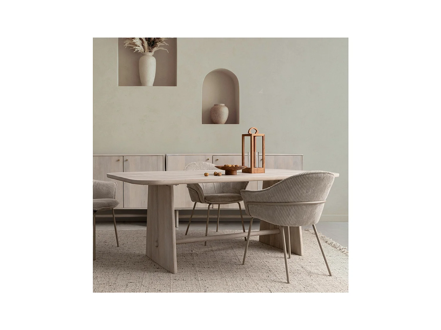 Table rectangulaire en manguier massif blanchi 8 places L200 - TOKYO