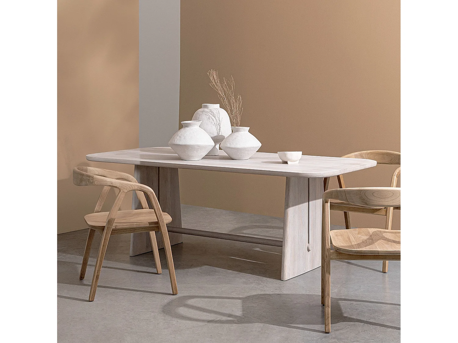 Table rectangulaire en manguier massif blanchi 8 places L200 - TOKYO