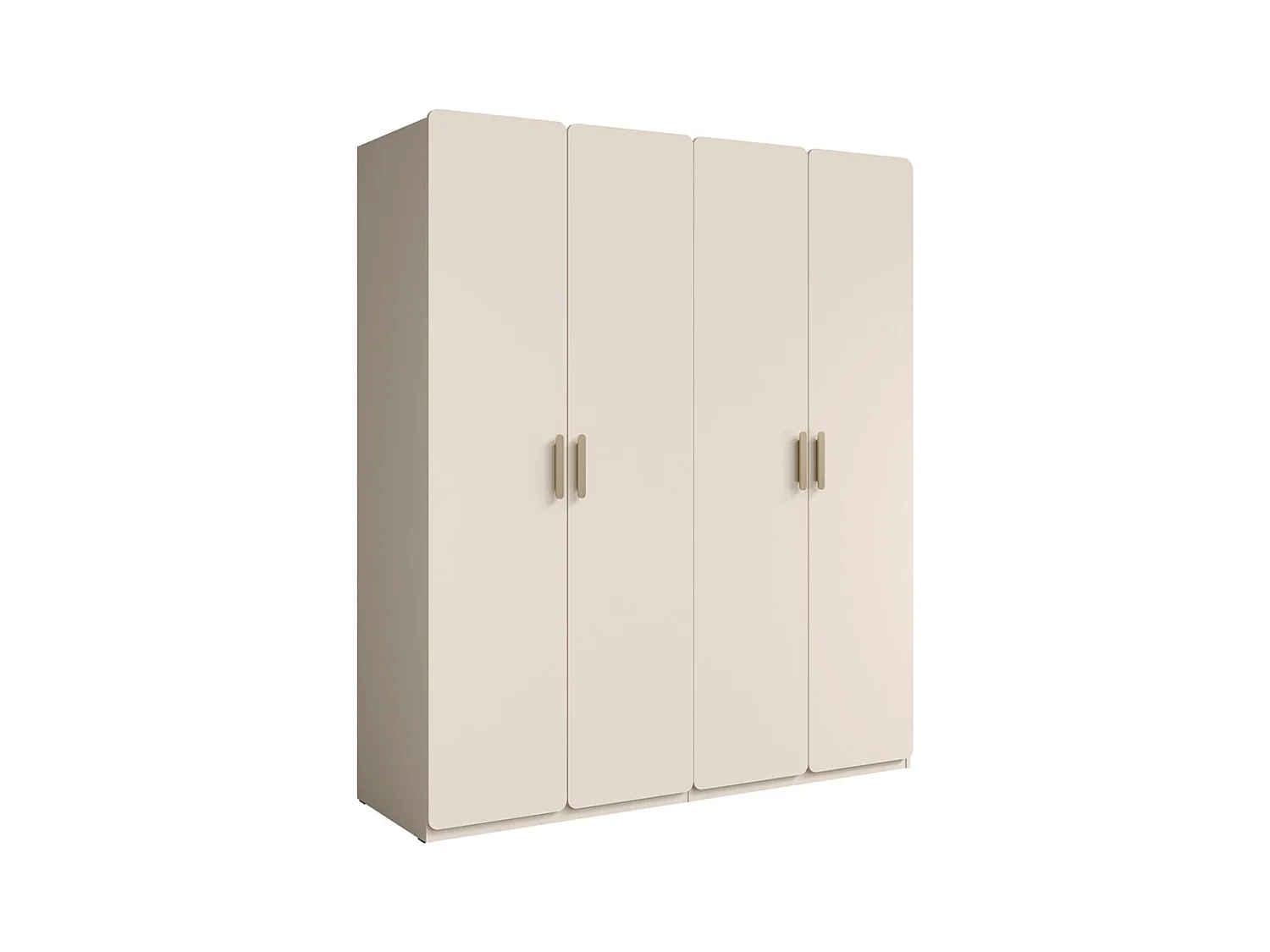 Armoire 4 portes AMALIE 179x210x57 cm – Coloris beige sable – Avec 3 étagères supplémentaires