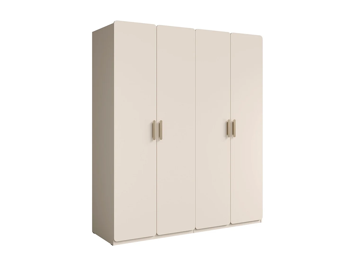Armario 4 puertas AMALIE 179x210x57 cm – Color beige arena – Con 3 estantes adicionales