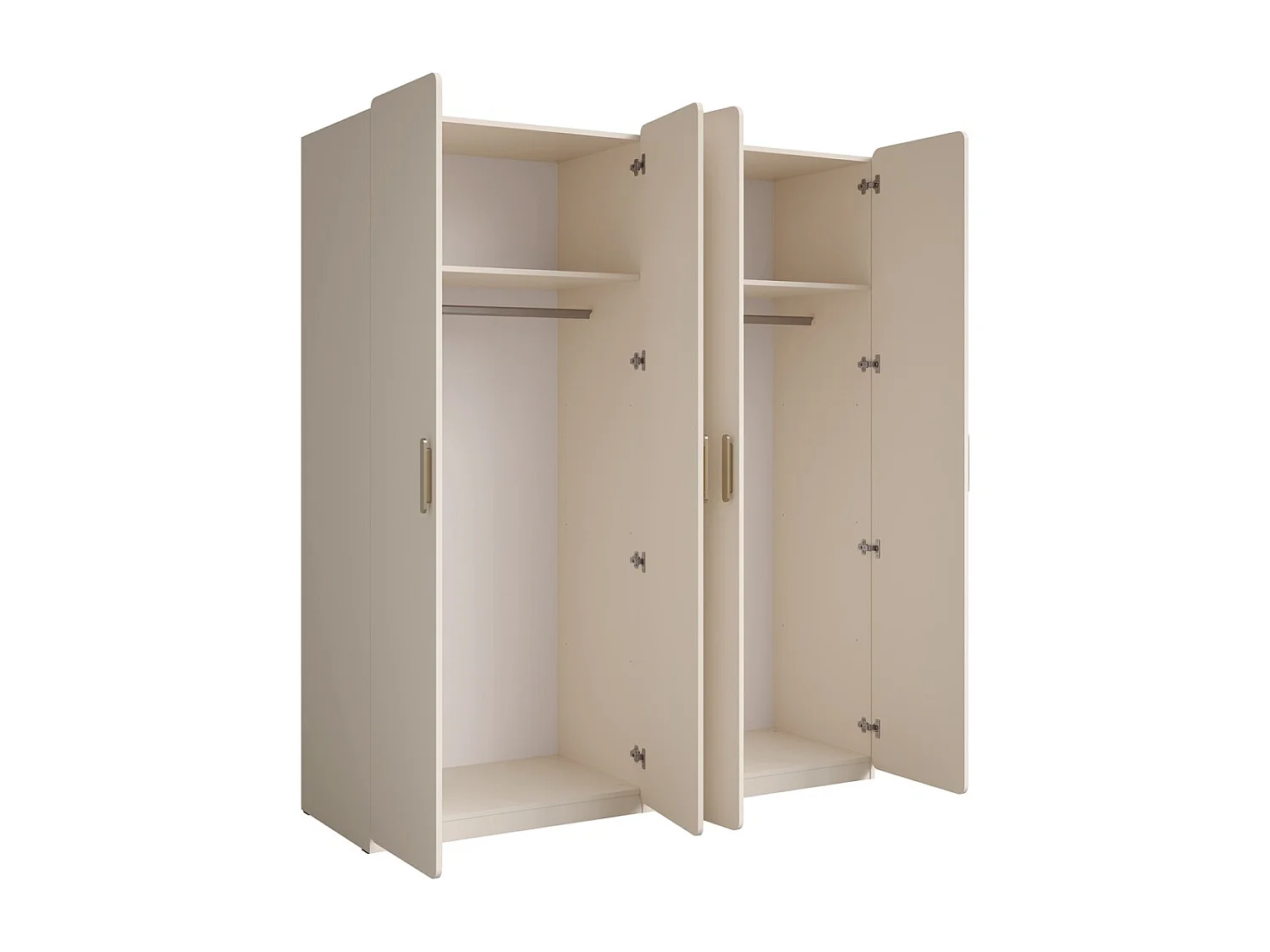 Armario 4 puertas AMALIE 179x210x57 cm – Color beige arena – Con 3 estantes adicionales