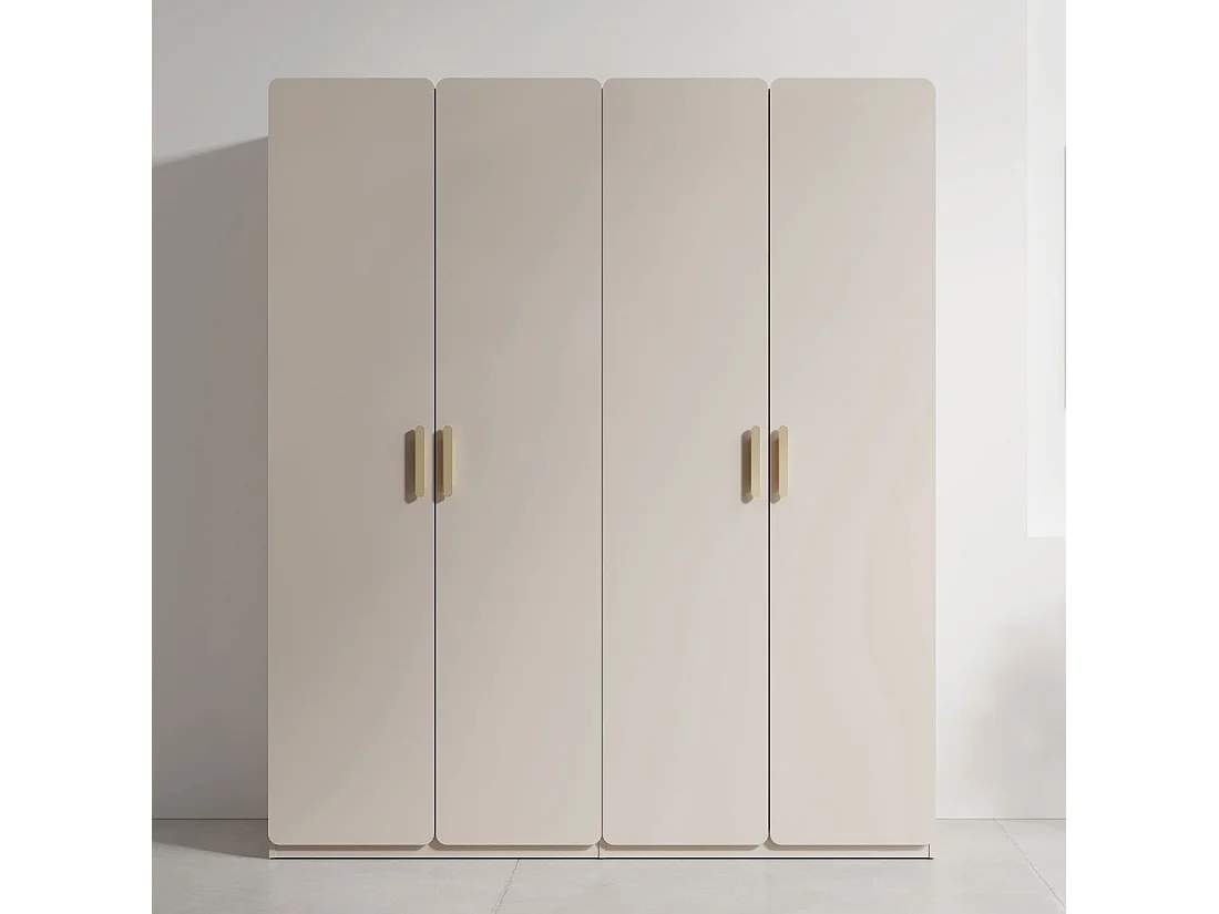 Armario 4 puertas AMALIE 179x210x57 cm – Color beige arena – Con 3 estantes adicionales