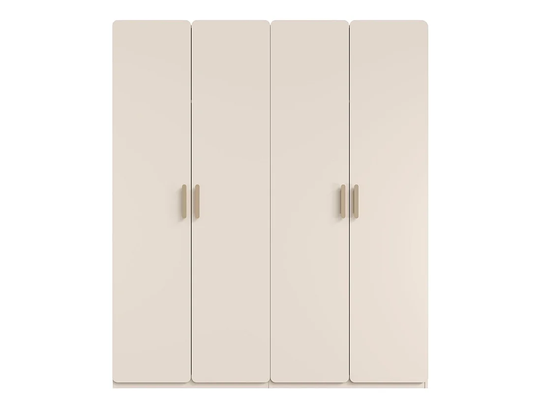 Armario 4 puertas AMALIE 179x210x57 cm – Color beige arena – Con 3 estantes adicionales