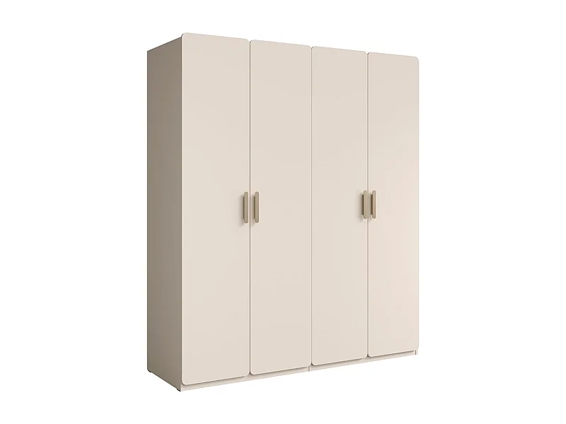 Armoire 4 portes AMALIE 179x210x57 cm – Coloris beige sable – Avec 3 étagères supplémentaires