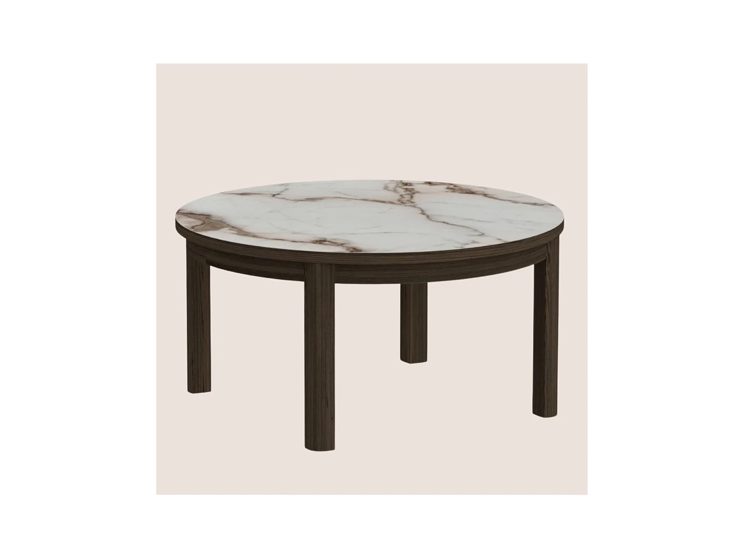 Table basse ronde en céramique et chêne fumé D90 - SIMONE