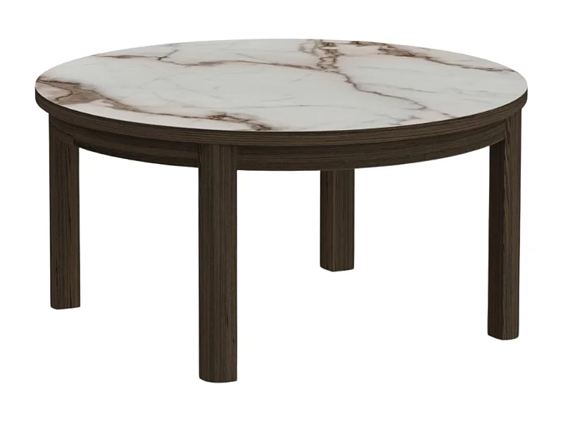 Table basse ronde en céramique et chêne fumé D90 - SIMONE