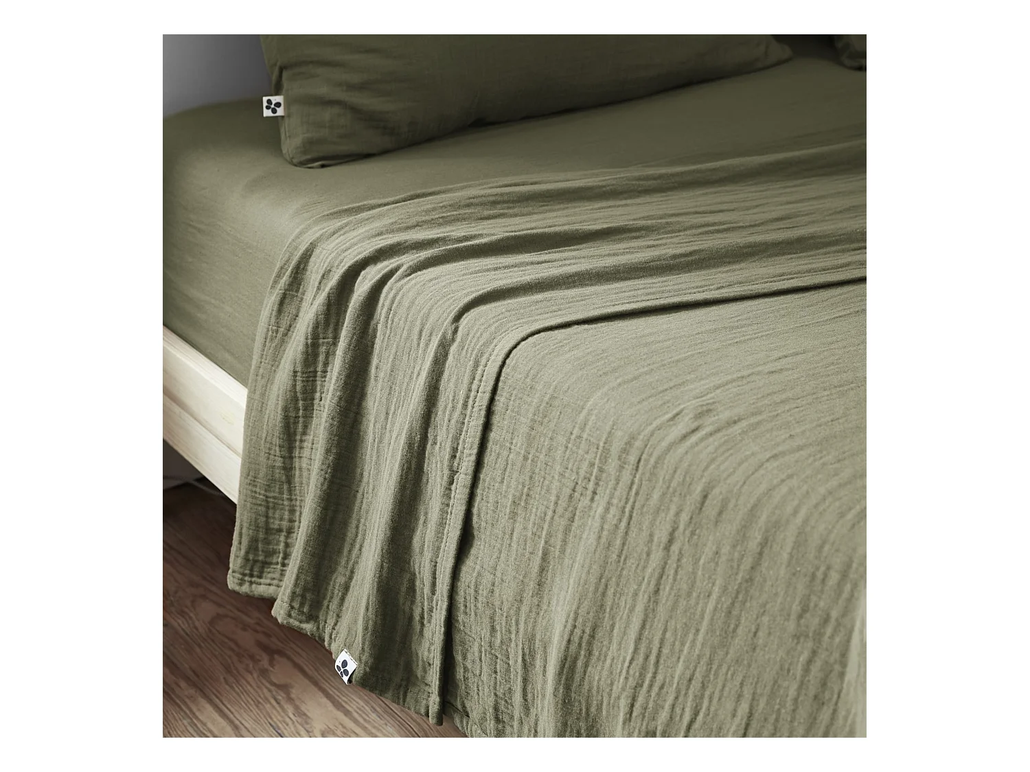 Drap plat 270x300 gaze de coton romarin Terre de Nuit